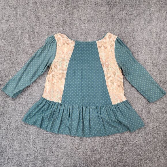 Free People Top Womens Small Floral Paisley 3/4 Sleeve Boho Chic Tunic Blouse - Picture 3 of 14